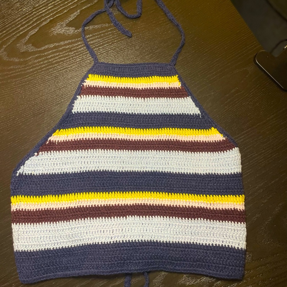 Garage Halter Open Back Crop Top
